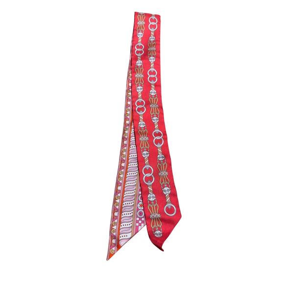 Hermès Harnais en Rosace Silk Scarf Ribbon Red — Brand New With Tags - Picture 2 of 4